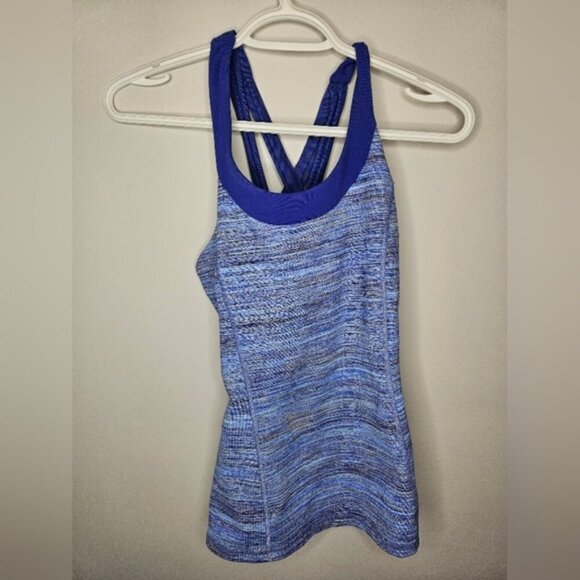Lululemon Women'a Criss CrossTank Top With Built in Bra. Blue. Size 6 - Picture 2 of 12